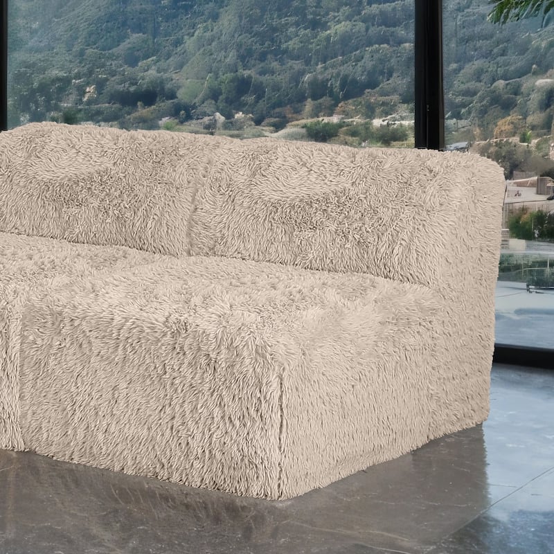 Furniture of America Ylena Modern Faux Fur Foam Modular Compressed Sofa Chair - Armless - Taupe