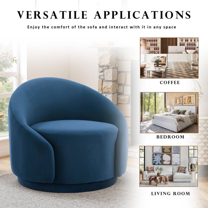 Modern Upholstered Swivel Barrel Chair Accent Lounge Chair