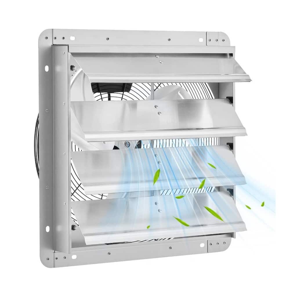 Wall Mount Exhaust Fan with Automatic Shutter, Professional Attic Fan for Garage, Greenhouse, Shed, Workshop and Barn