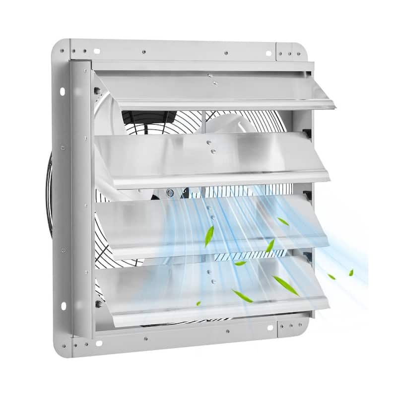 Wall Mount Exhaust Fan with Automatic Shutter, Professional Attic Fan for Garage, Greenhouse, Shed, Workshop and Barn - 14 inch