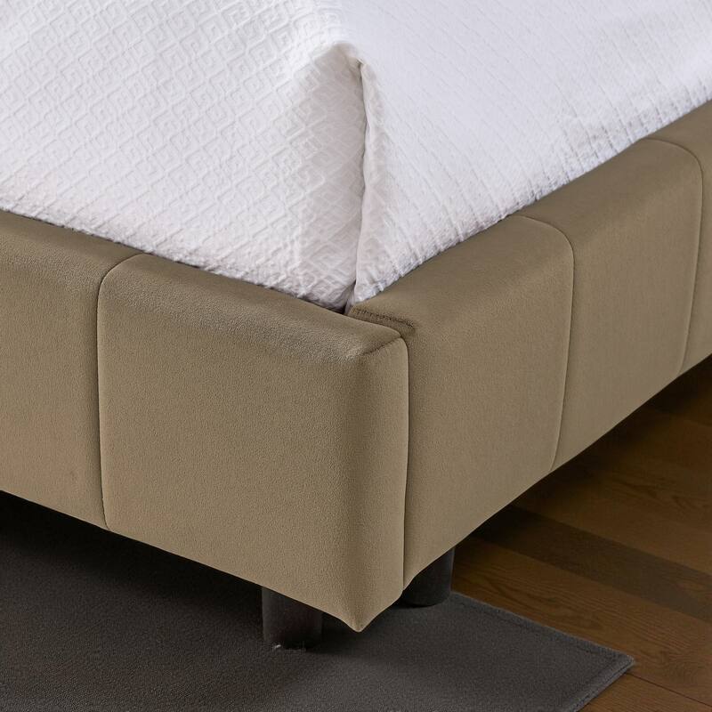 Full Size Velvet Upholstered Tufted Daybed Frame with Backrest and Armrest, Mid-Century Sofa Bed for Bedroom or Living Room