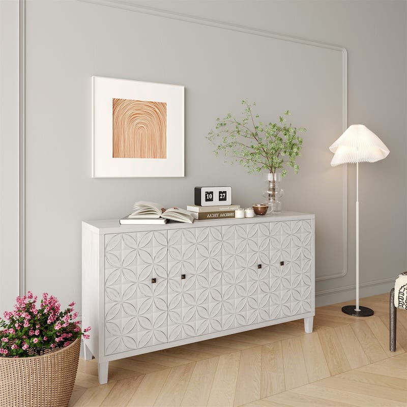 Accent Cabinet 4 Door Wooden Cabinet Sideboard Buffet Server Cabinet