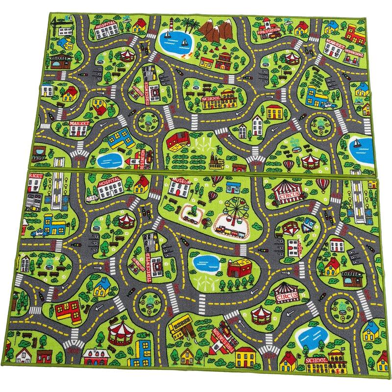2 Pack Playmat City Life Carpet Playmat for Kids,55.1" x 31.5" - 2' x 3' Oval