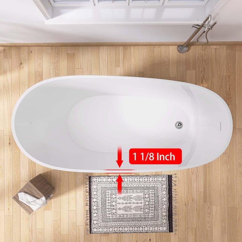 59 Inch Acrylic Single Slipper Freestanding Flatbottom Soaking Bathtub in Matte Grey