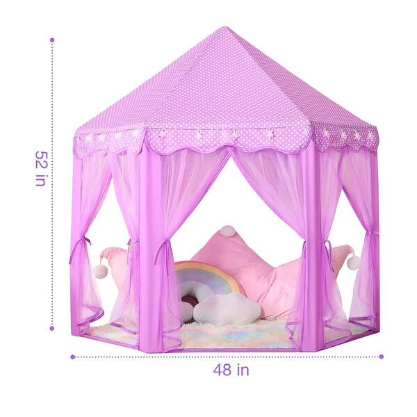 Princess Tent for Girls Indoor with Rainbow Rug, Star Lights