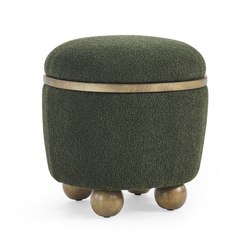 Round storage stool, storage stool with storage space and cushioned seat, available in bedroom, living room, entryway
