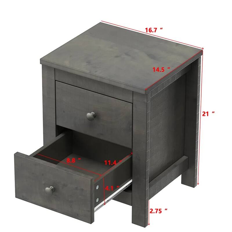Farmhouse Wooden Nightstand Set of 2