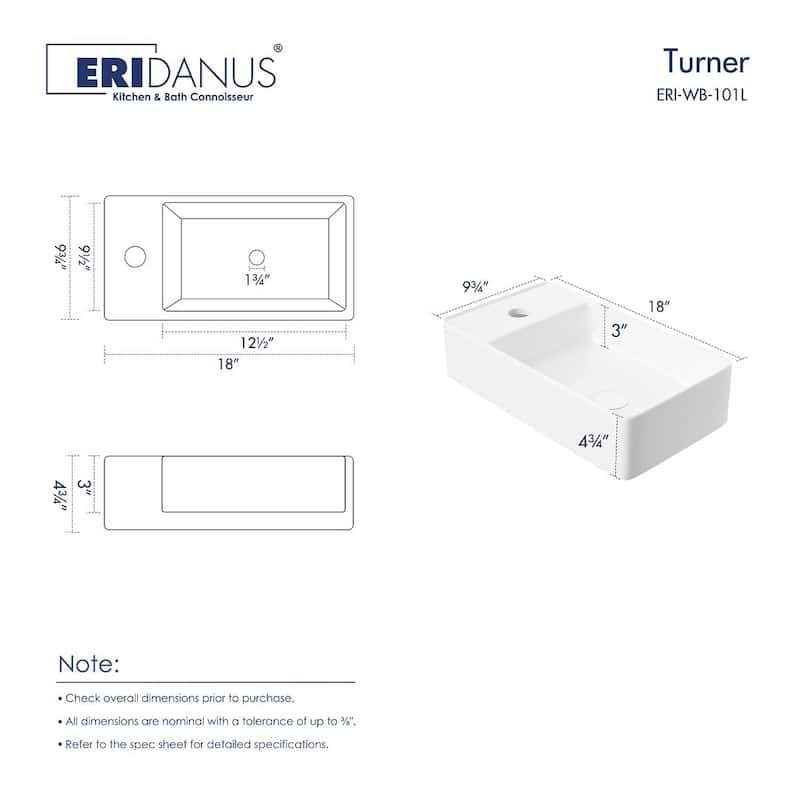 Eridanus Small Wall-Mounted Fireclay Bathroom Sink