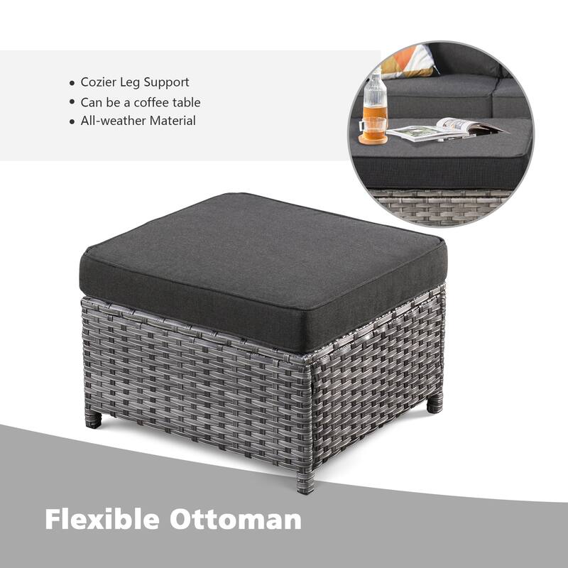 OVIOS 8-piece Patio Wicker Outdoor High-back Sectional Furniture Set