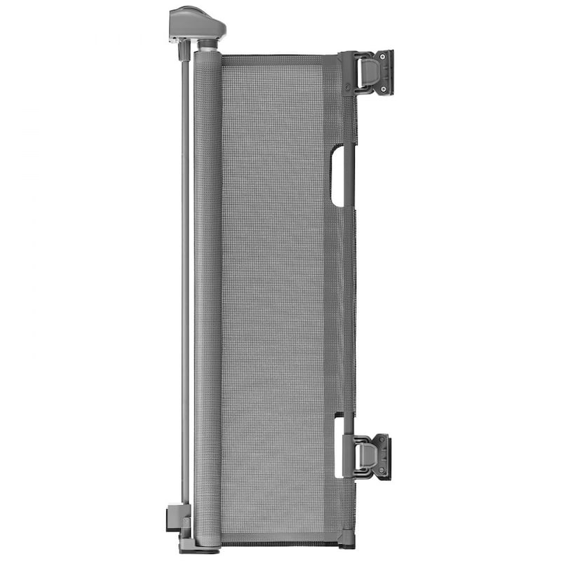 Retractable Baby Gate with Escape-Proof Bottom Hook and Mesh Design for Kids and Pets Safety