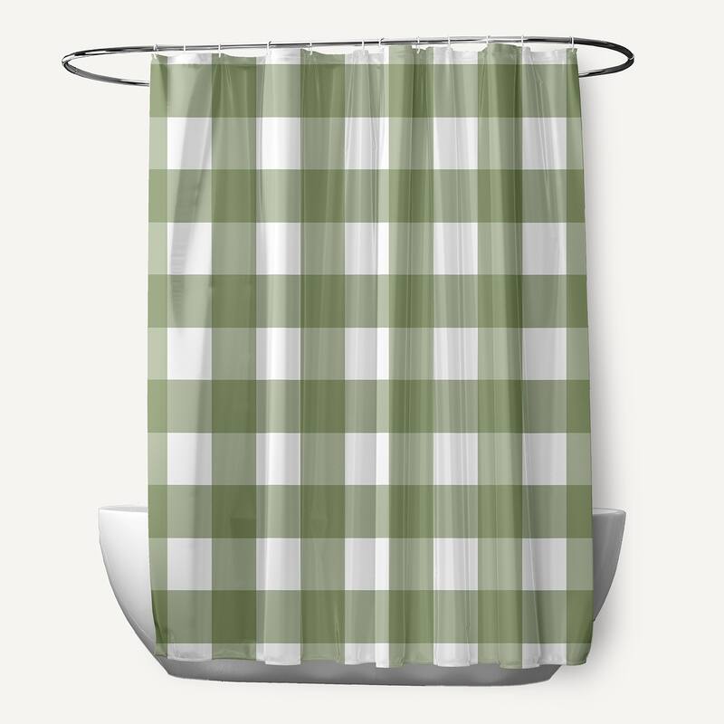 Gingham Plaid Shower Curtain - Scallion