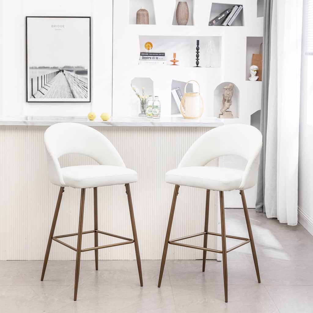 Black Padded Modern Bar Stool (Set of 2 Stools)