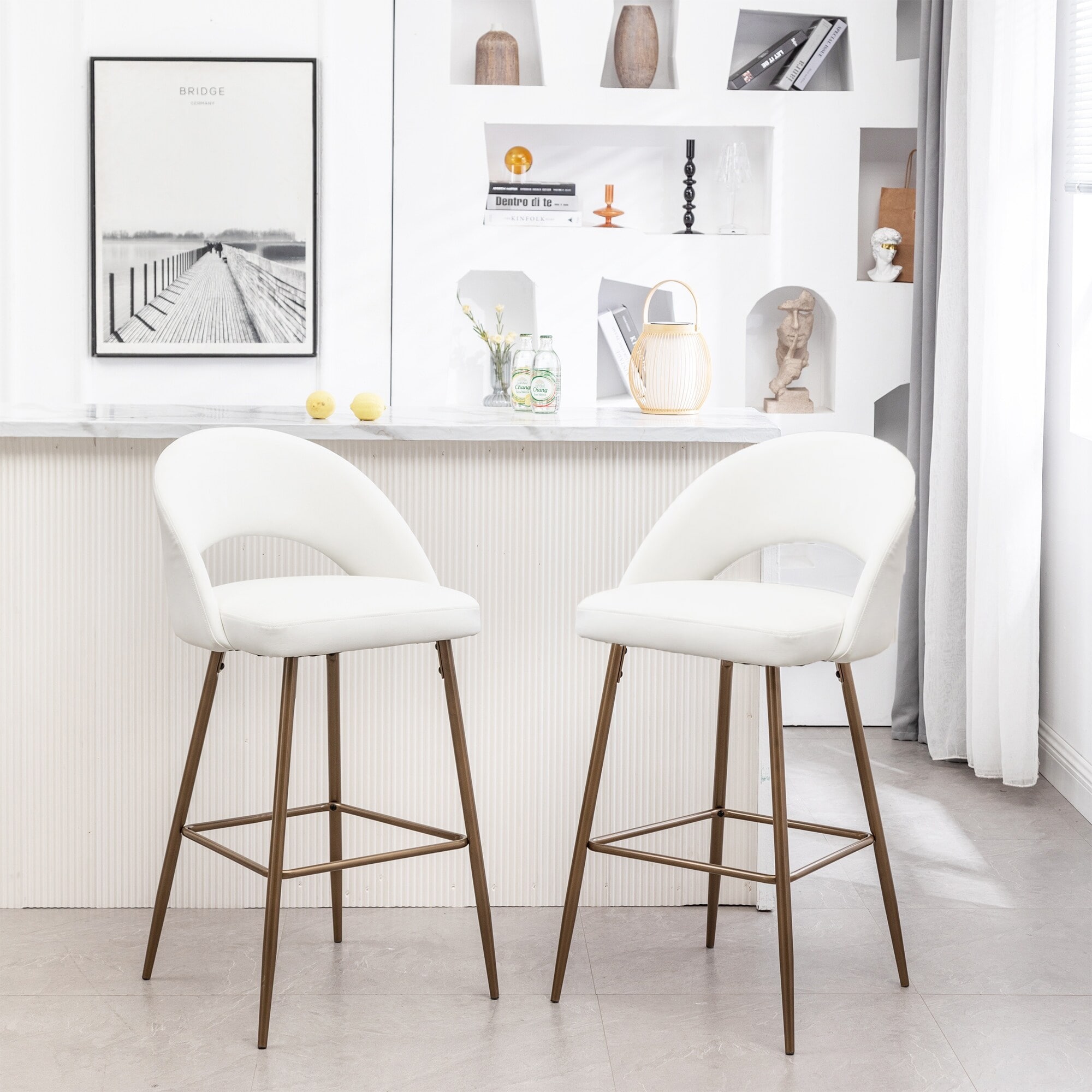Black Padded Modern Bar Stool (Set of 2 Stools)