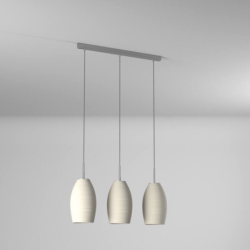 Eglo Batista 3-light Matte Nickel Island Light with White Wiped Glass