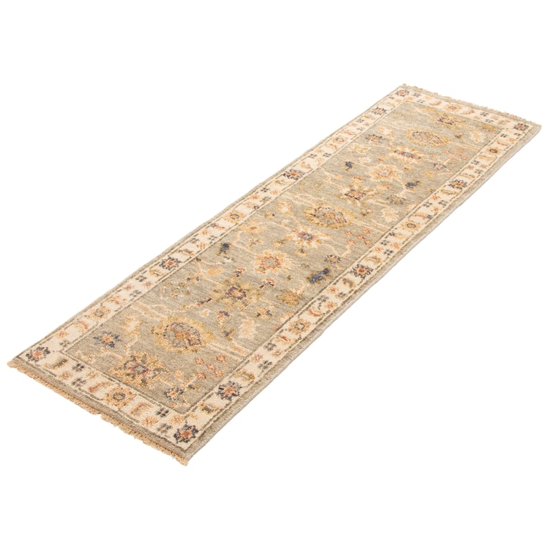 ECARPETGALLERY Hand-knotted Jules Serapi Grey Wool Rug - 2'6 x 8'1
