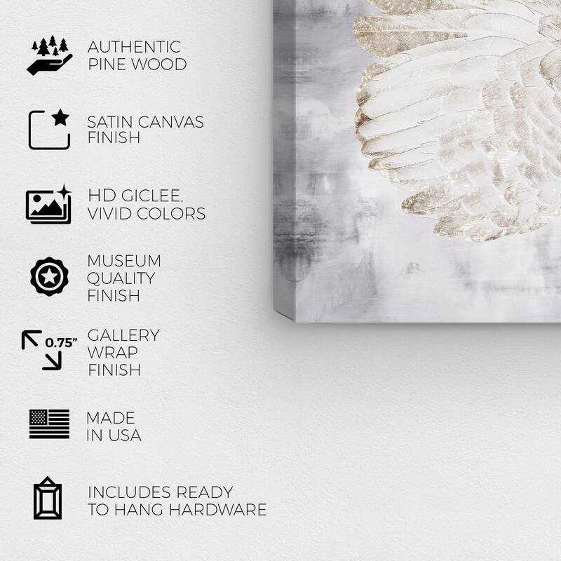 Wynwood Studio Prints Fashion and Glam My Amethyst Angel Wings Gold and Metallic Gold Glam Wall Art Canvas Print