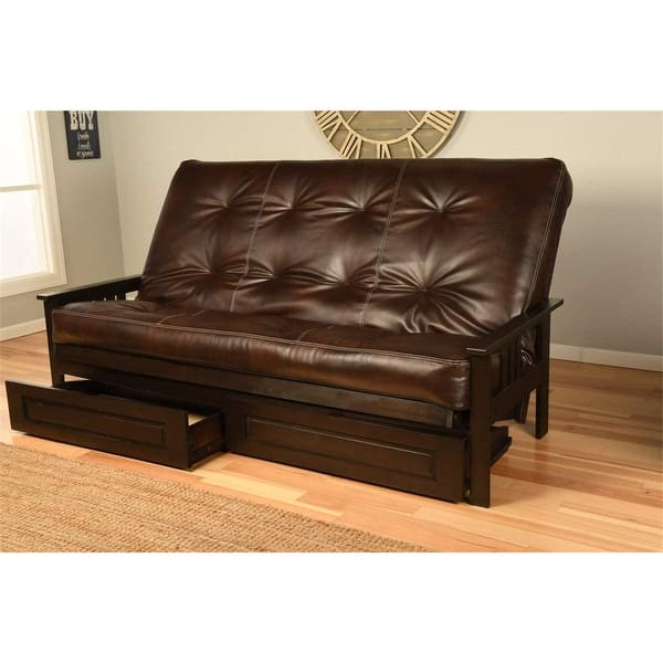 Queen Futon Frame with Storage - Espresso Finish - Modern Sofa Bed ...