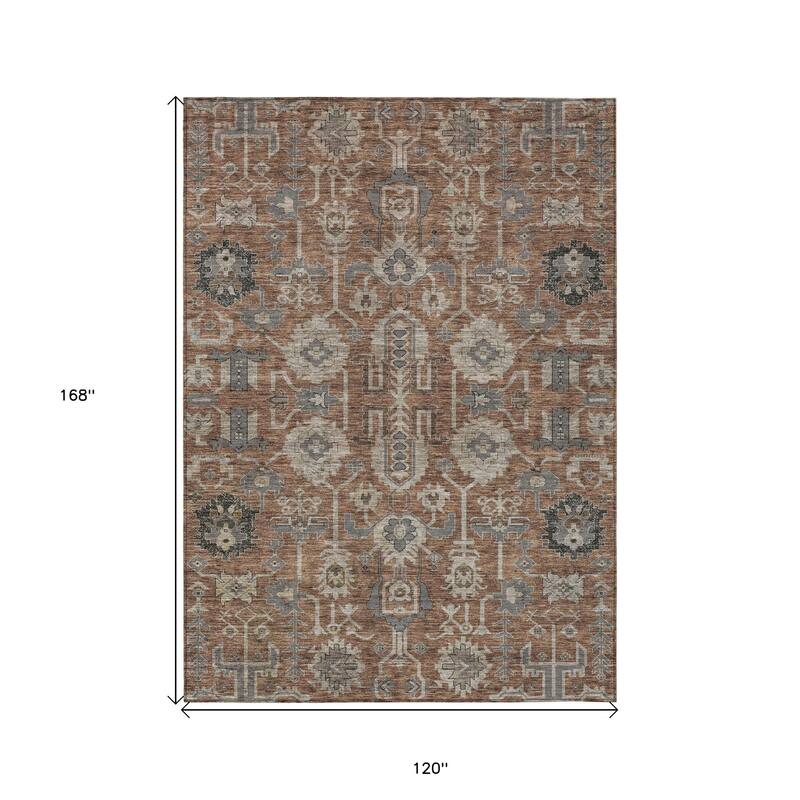 HomeRoots Oriental Traditional Rectangle Outdoor Rug