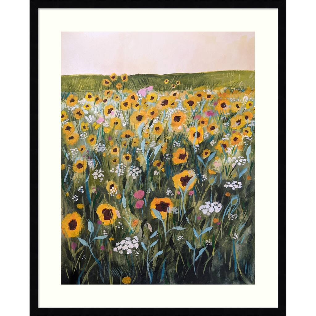Flower Field by Claire Whitehead Wood Framed Wall Art Print - Svelte Noir Black