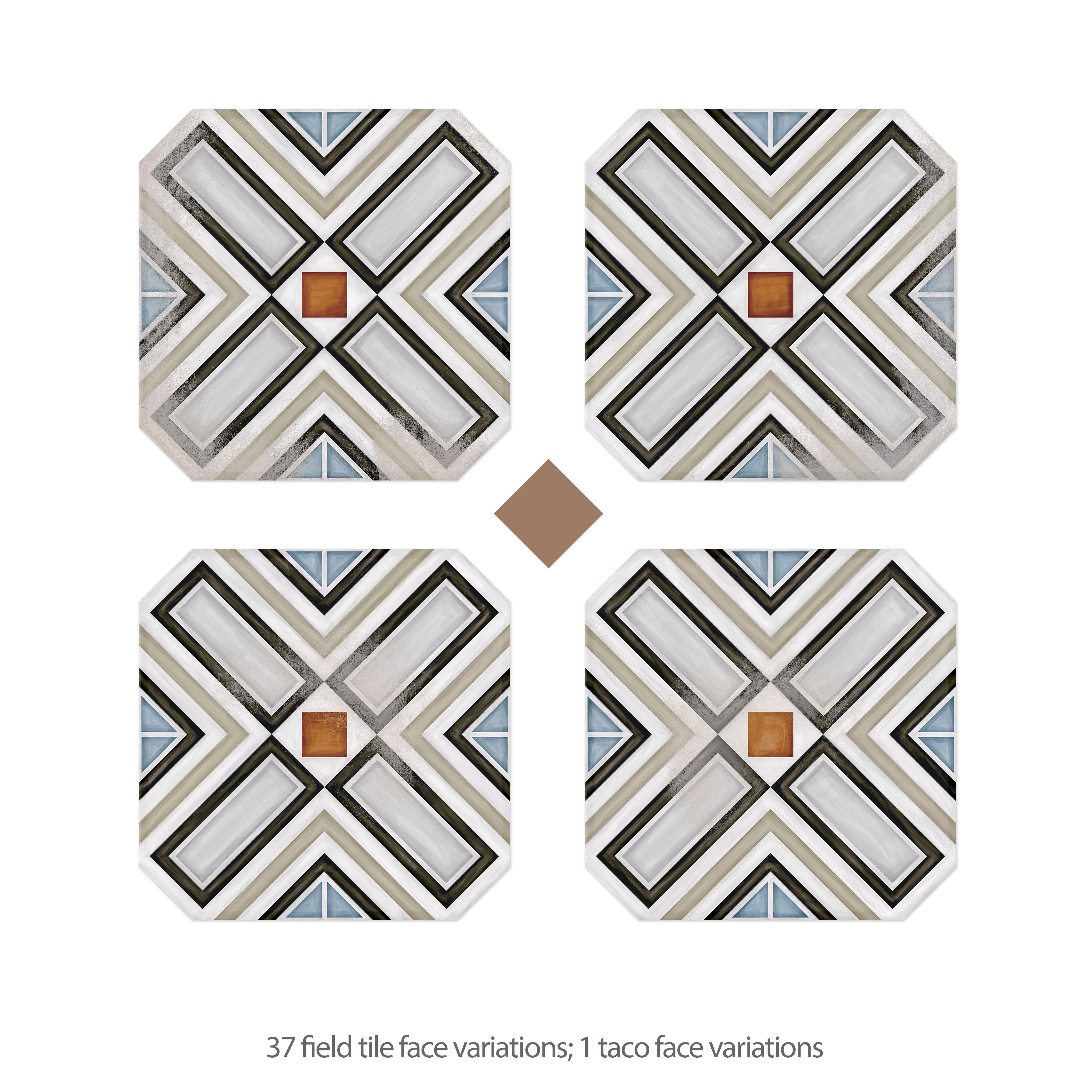 Merola Tile Vaudeville Octagon Deco Ritter with Taco Marron