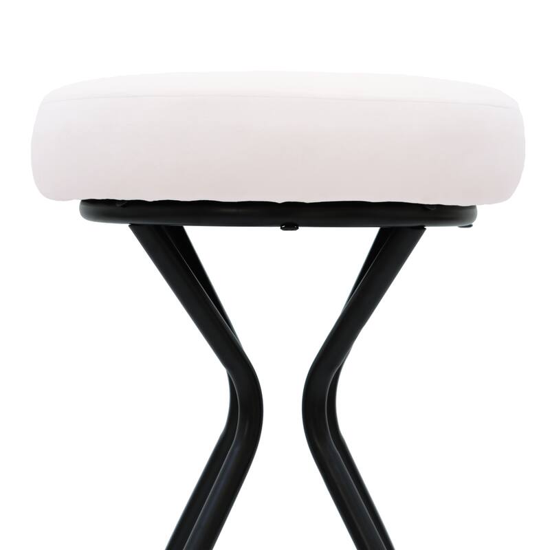 Modern Backless Bar Stools Set of 2 Round Upholstered Counter Stools for Kitchen Island Velvet Dining Chairs