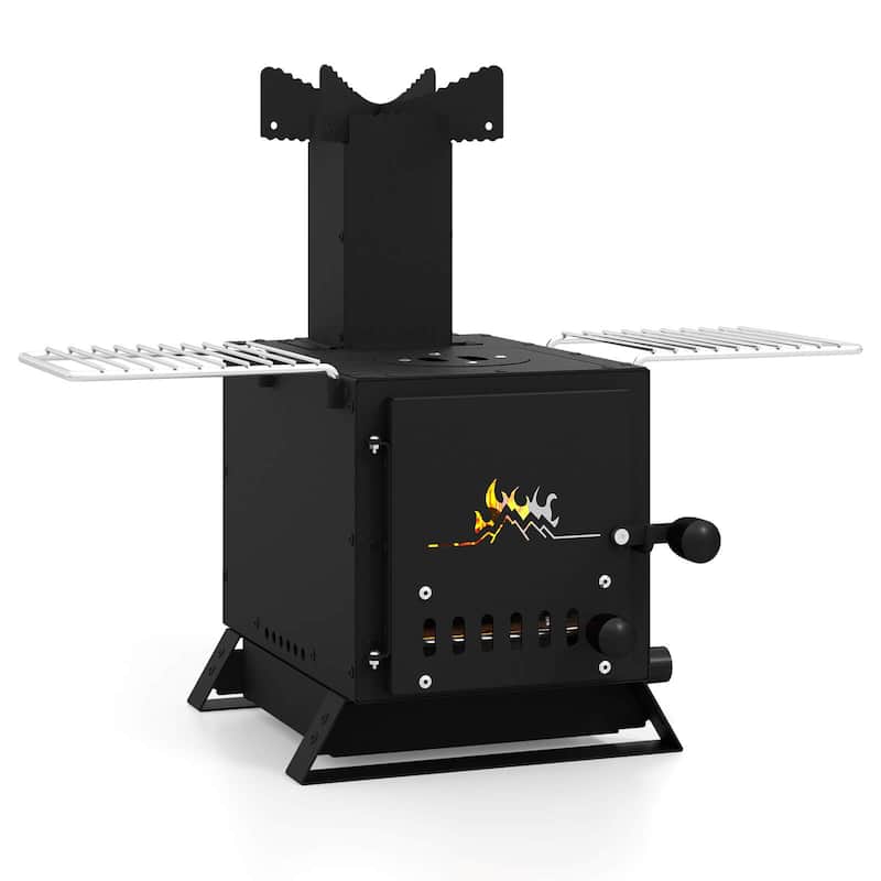 Costway Wood Burning Stove with Grill Net, Stainless Steel - See Details