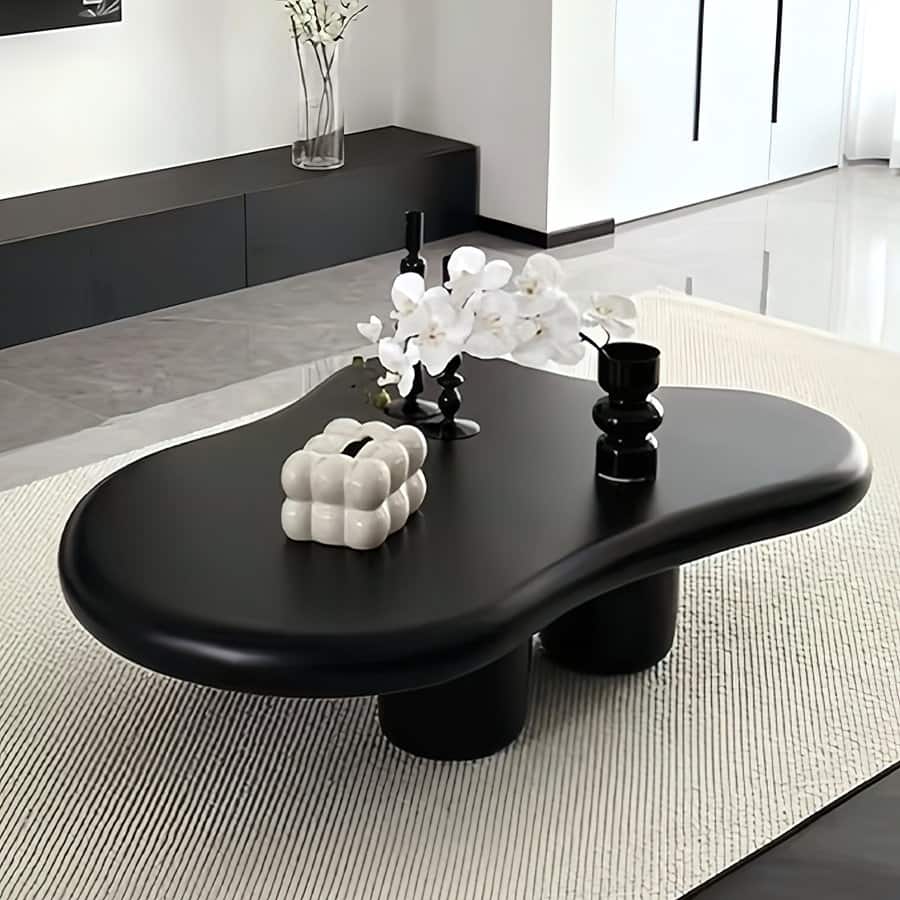 Coffee Table Modern Art Cloud Coffee Table Multi-Layer Solid Wood Durable Simple Assembly Black