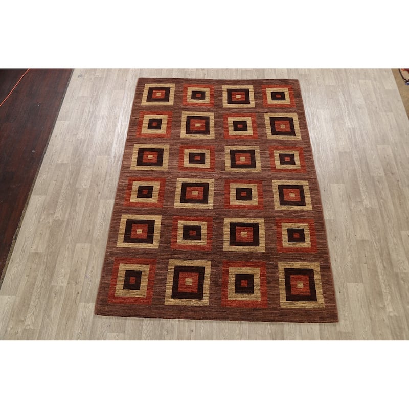 Geometric Gabbeh Kashkoli Oriental Area Rug Wool Hand-knotted - 6'6" x 9'2"