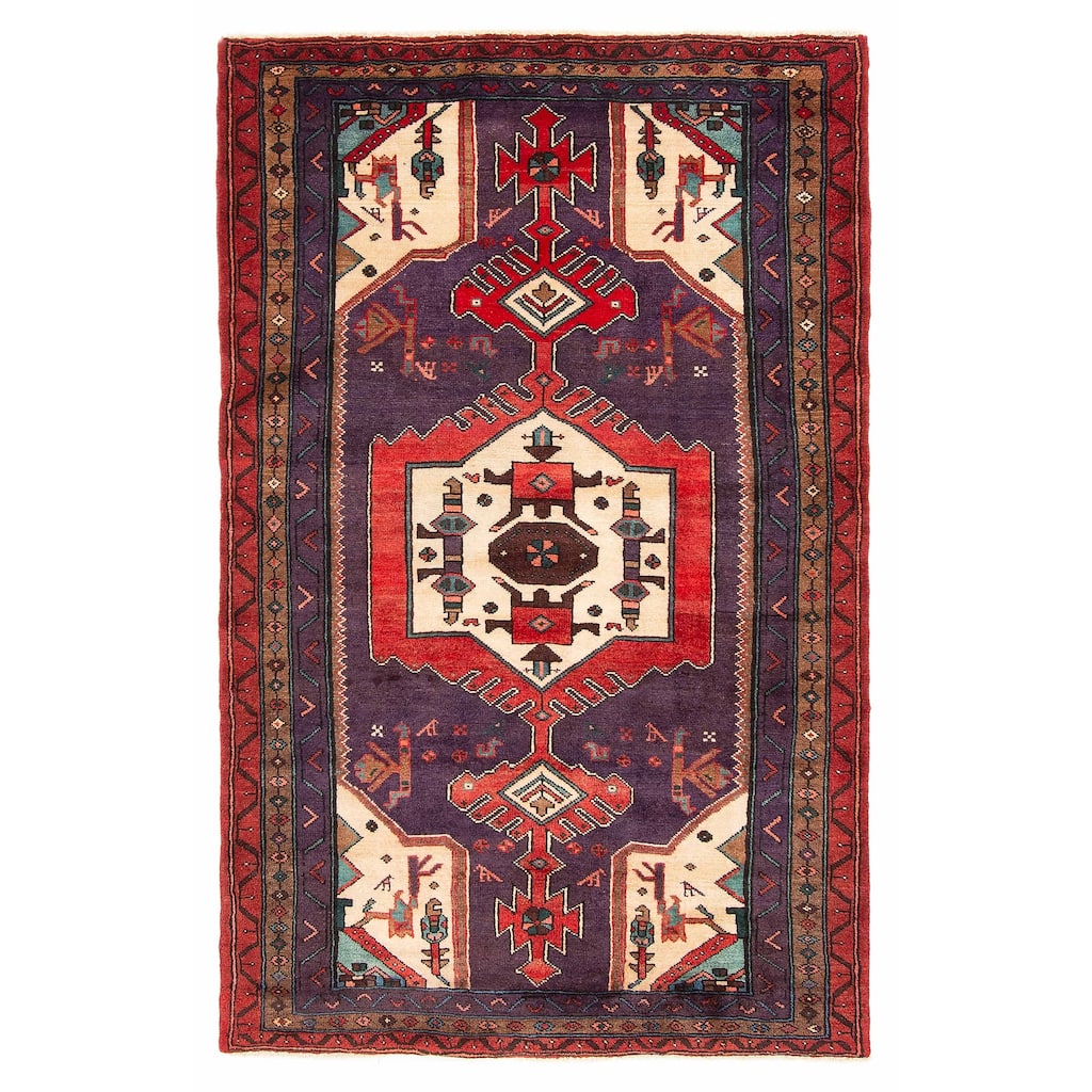 ECARPETGALLERY Hand-knotted Andelz Dark Navy Wool Rug - 4'3 x 6'7