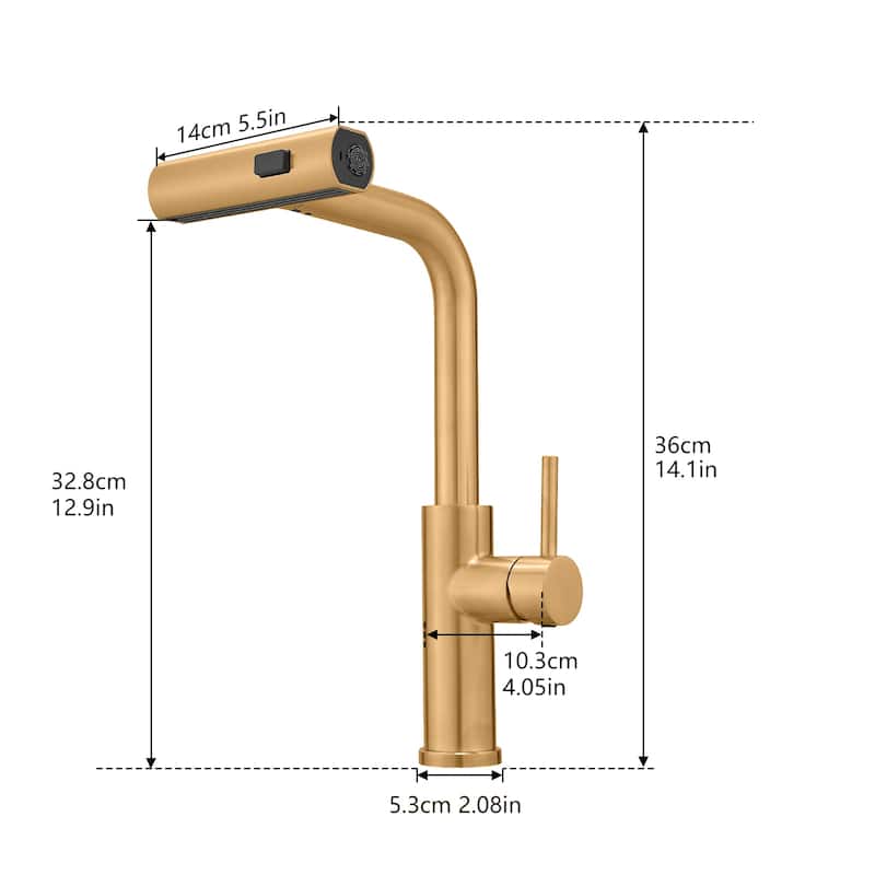 Single Handle Stainless Steel Pull-out Kitchen Faucet with Wide Spray