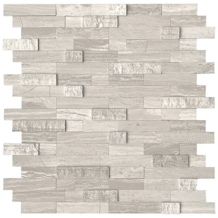 3D 11.5" x 10.7" Natural Stone Peel & Stick Mosaic Tile - Grey