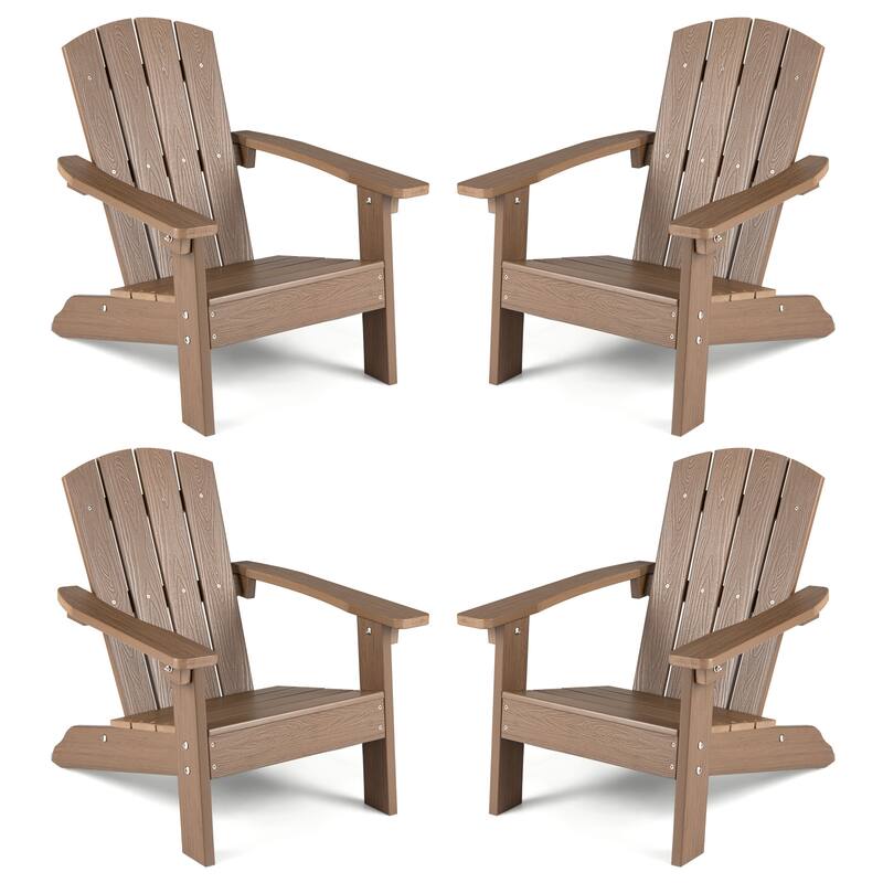 Gymax 4PCS Kid's Adirondack Chair All-Weather HDPE Toddler Lawn Chair - Brown