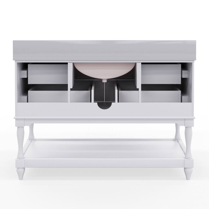 48-Inch Solid Wood Bathroom Vanity with Four Storage Drawers - Elegant and Durable Design