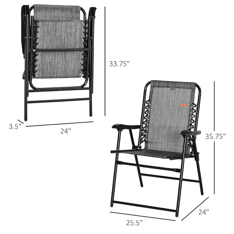 Outsunny Patio Folding Dining Chair, Outdoor Portable Armchair, Lawn Chair for Camping, Pool, Beach, or Deck