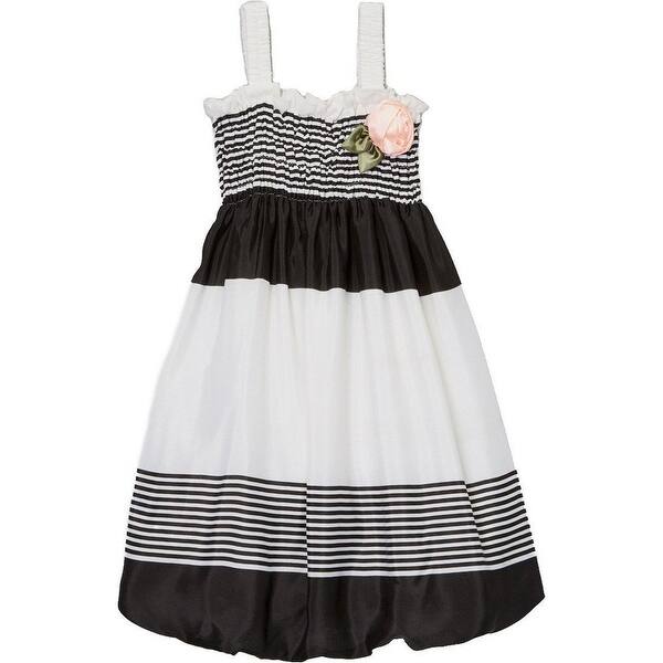 Shop Wenchoice Little Girls Black White Stripes Flower Chiffon
