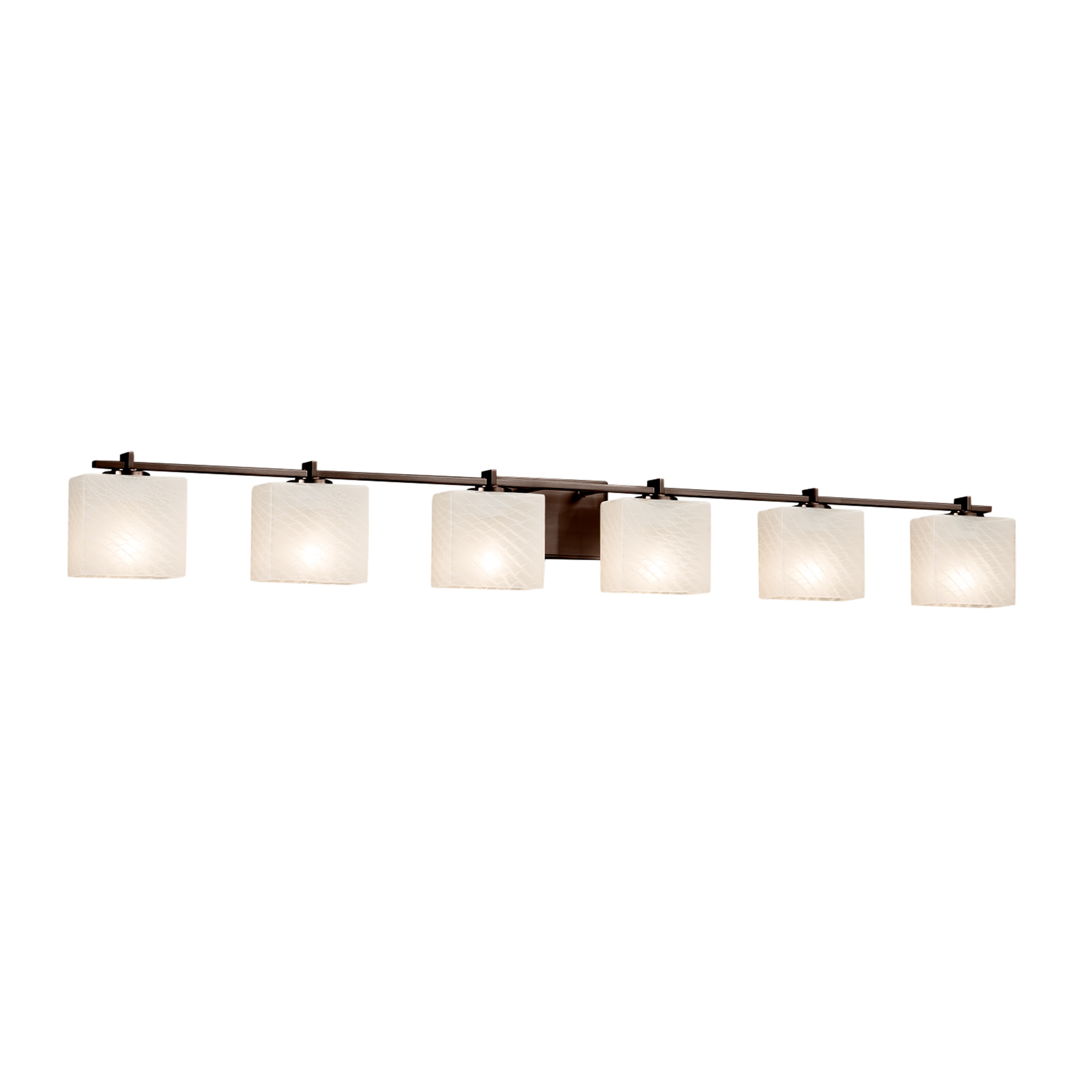 Justice Design Fusion Era 6-light Dark Bronze Bath Bar, Weave Rectangle Shade