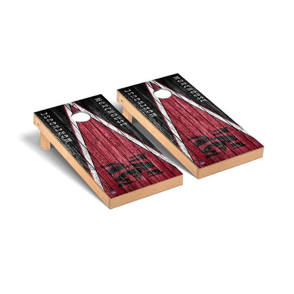 slide 2 of 5, Morehouse Maroon Tigers Weathered Cornhole Board Set