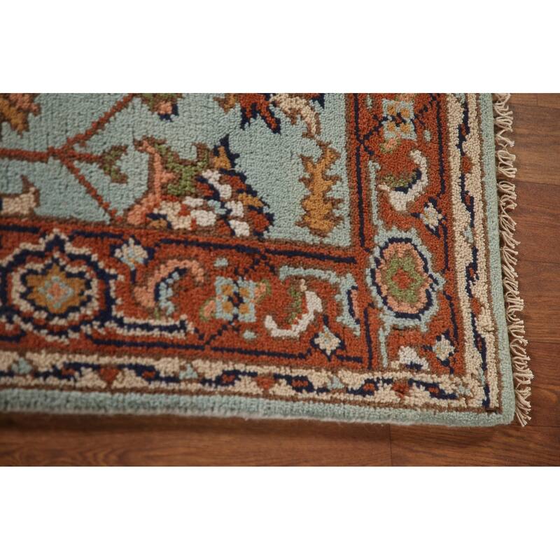 Hand Knotted Oriental 100% Wool Carpet Traditional Floral Navy Blue & Blues Heriz (serapi) Area Rug - 5' 0'' X 3' 0''