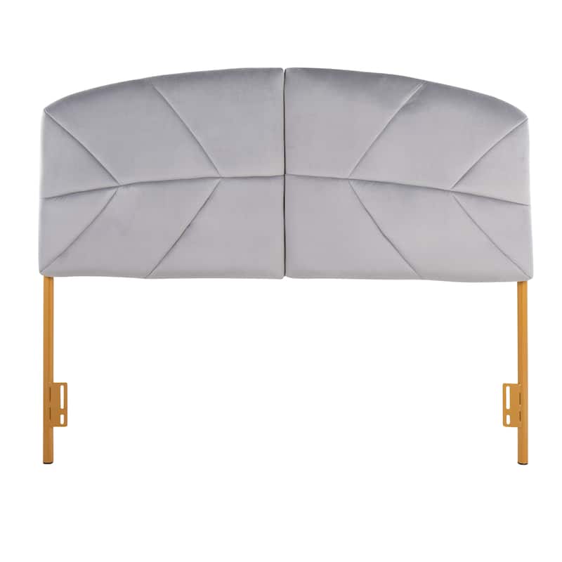 Silver Orchid Ralston Queen Upholstered Headboard - Grey Velvet