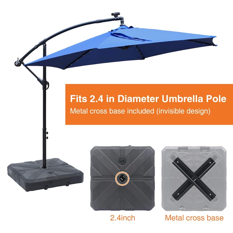 Maypex 170 lbs Fillable Cantilever Umbrella Base Black