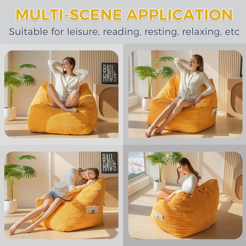 Bean Bag Chair with Handle,Corduroy Accent Sofa Chair