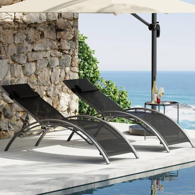 Patio Chaise Lounge Set of 2 for Poolside, Balcony, Backyard - N/A