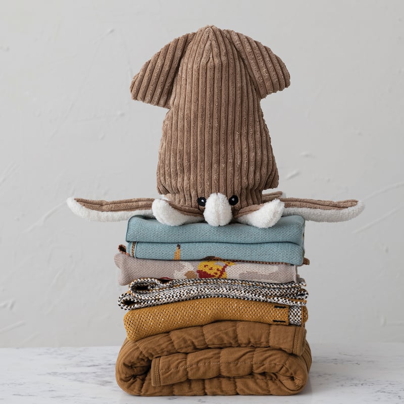 Cotton Knit Baby Blanket with Duck Print - 40.0"L x 32.0"W x 0.3"H - 40.0"L x 32.0"W x 0.3"H