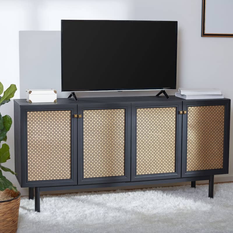 SAFAVIEH Micaela 63-inch 4-Door Storage Media TV Stand - 63.1" W x 16.3" D x 31.7" H - 63Wx16Dx32H
