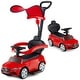 preview thumbnail 4 of 48, Gymax 3-in-1 Toddler Push Car w/Adjustable Canopy Under Seat Storage Red