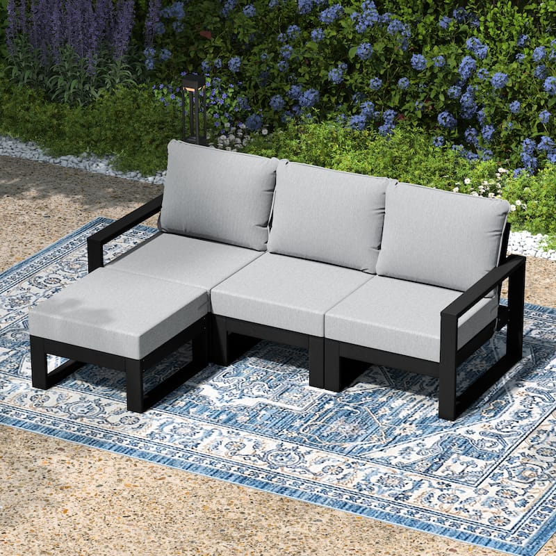 Endless Patio 4-Piece Deep Seating Set with Ottoman with Black Frame