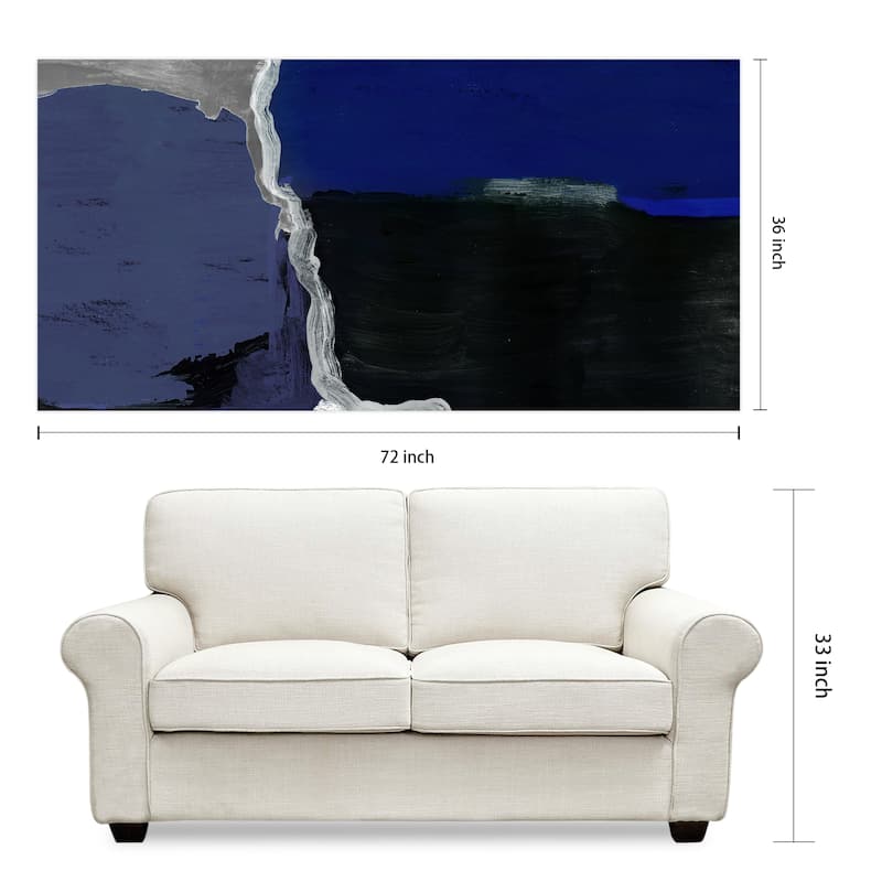 "Cobalt Abstract 2B" Frameless Free Floating Tempered Glass Panel Graphic Wall Art