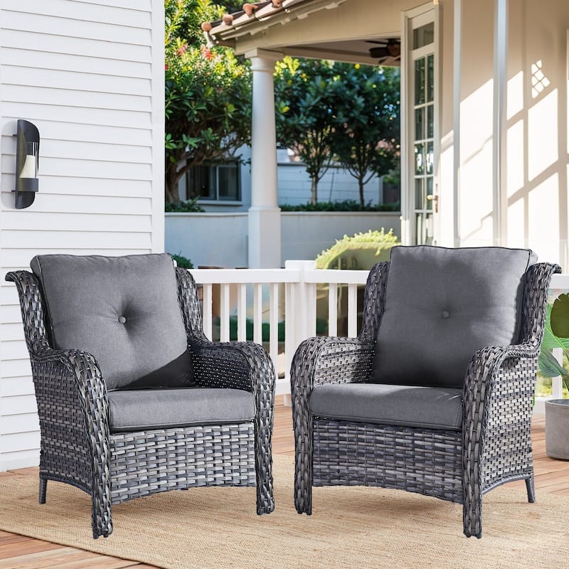 Pocassy 2 Pieces Outdoor Patio Chairs with 4 Inch Cushion