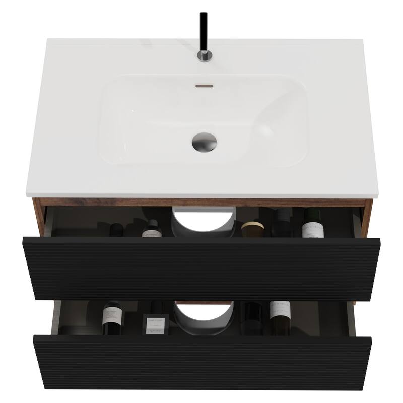 GDFStudio - Gloria Floating Bathroom Vanity with Integrated Ceramic Sink and Soft-Close Storage