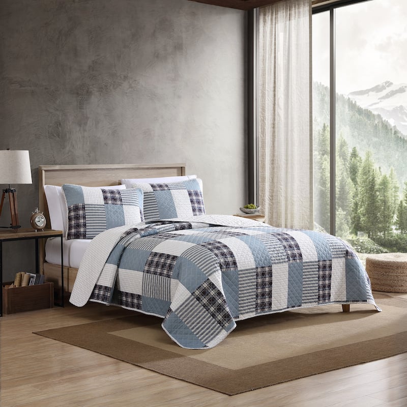 Eddie Bauer Camano Island Cotton Reversible Plum Quilt Set